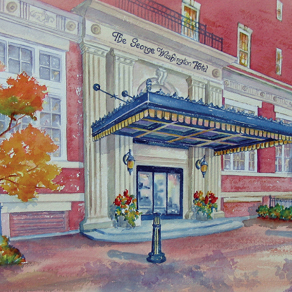 K164 Antique LINEN Postcard George Washington Hotel Winchester VA 
